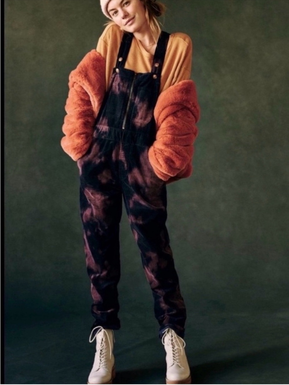 Anthropologie Pilcro XS Tie-Dye Corduroy Overalls
